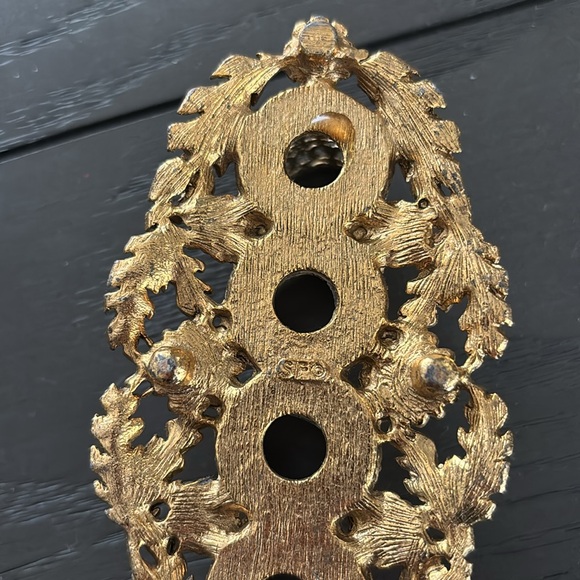 Vintage Gold Filigree 4 Lipstick Tube Holder, Matson Style Ormulo Floral/Leaf - Picture 5 of 5